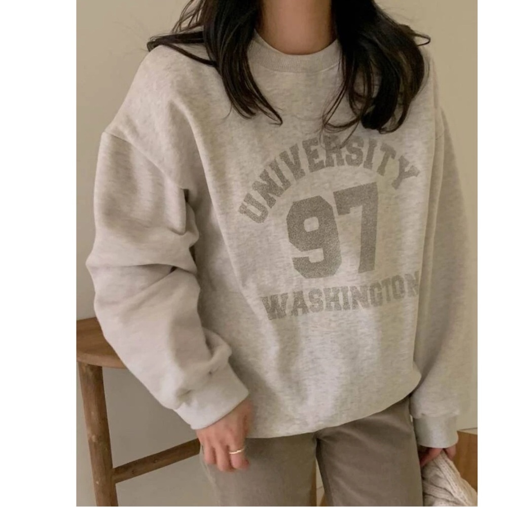 DAZY Women's Letter Graphic Print University Washington Long Sleeve Sweatshirt - Picture 1 of 8